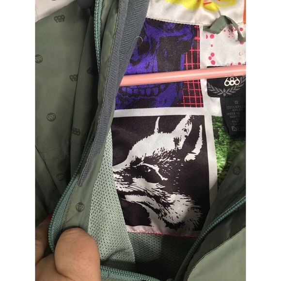 686 Womens Size‎ Small  Full Zip   Jacket Windbreaker Raincoat Olive Green - Picture 9 of 11